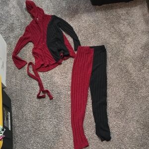 Red and Black Knit Sweater Set